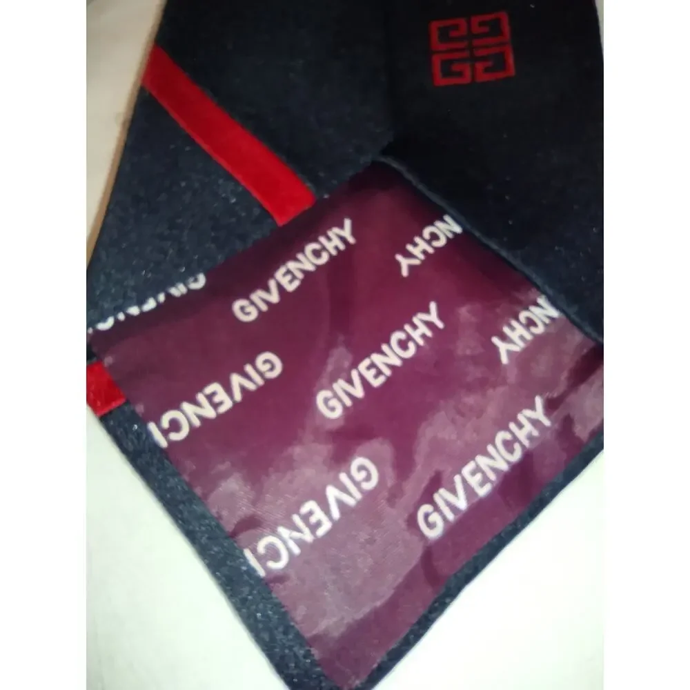 Vintage Givenchy Gentleman Paris Navy Black Red Striped Necktie 100% Polyester